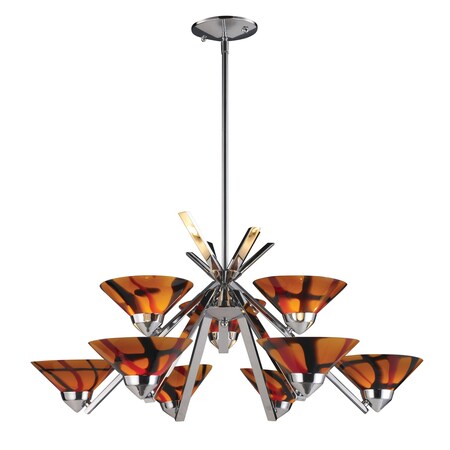 Elk Lighting Refraction 6+3-Light Chandelier in Polished Chrome with Jasper Glass 1476/6+3JAS